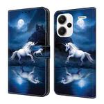 For Xiaomi Redmi Note 13 5G Crystal Painted Leather Phone case(White Horse)