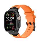 For Apple Watch Ultra 2 49mm Loners Liquid Silicone Watch Band(Black Orange)