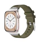 For Apple Watch SE 2023 44mm Loners Liquid Silicone Watch Band(Silver Green)