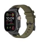 For Apple Watch Ultra 49mm Loners Liquid Silicone Watch Band(Black Green)