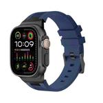 For Apple Watch Ultra 49mm Loners Liquid Silicone Watch Band(Black Midnight Blue)