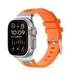 For Apple Watch Ultra 49mm Loners Liquid Silicone Watch Band(Sliver Orange)