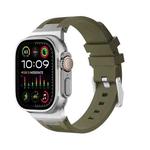 For Apple Watch Ultra 49mm Loners Liquid Silicone Watch Band(Silver Green)