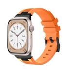 For Apple Watch SE 44mm Loners Liquid Silicone Watch Band(Black Orange)