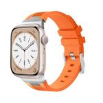 For Apple Watch SE 44mm Loners Liquid Silicone Watch Band(Sliver Orange)