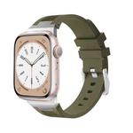 For Apple Watch Series 5 44mm Loners Liquid Silicone Watch Band(Silver Green)