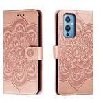 For OnePlus 9 Sun Mandala Embossing Pattern Phone Leather Case(Rose Gold)
