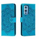 For OnePlus 9 Sun Mandala Embossing Pattern Phone Leather Case(Blue)