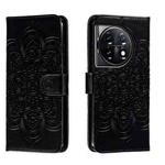 For OnePlus 11 Sun Mandala Embossing Pattern Phone Leather Case(Black)