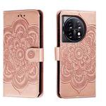 For OnePlus 11 Sun Mandala Embossing Pattern Phone Leather Case(Rose Gold)