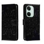For OnePlus Ace 2V Sun Mandala Embossing Pattern Phone Leather Case(Black)