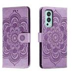 For OnePlus Nord 2 5G Sun Mandala Embossing Pattern Phone Leather Case(Purple)