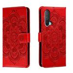 For OnePlus Nord CE 5G Sun Mandala Embossing Pattern Phone Leather Case(Red)