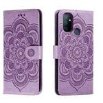 For OnePlus Nord N100 Sun Mandala Embossing Pattern Phone Leather Case(Purple)