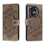 For OnePlus Ace 3 Sun Mandala Embossing Pattern Phone Leather Case(Grey)