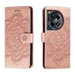 For OnePlus Ace 3 Sun Mandala Embossing Pattern Phone Leather Case(Rose Gold)