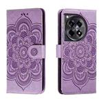 For OnePlus Ace 3 Sun Mandala Embossing Pattern Phone Leather Case(Purple)