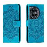 For OnePlus Ace 3 Sun Mandala Embossing Pattern Phone Leather Case(Blue)