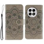 For OnePlus 13 Sun Mandala Embossing Pattern Phone Leather Case(Grey)