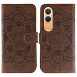 For OnePlus Nord CE4 Lite Global Sun Mandala Embossing Pattern Phone Leather Case(Brown)