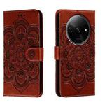 For Xiaomi Redmi A3 Sun Mandala Embossing Pattern Phone Leather Case(Brown)