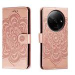 For Xiaomi Redmi A3 Sun Mandala Embossing Pattern Phone Leather Case(Rose Gold)