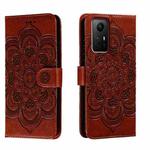 For Xiaomi Redmi Note 12S Sun Mandala Embossing Pattern Phone Leather Case(Brown)