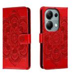 For Xiaomi Redmi Note 13 Pro 4G Sun Mandala Embossing Pattern Phone Leather Case(Red)