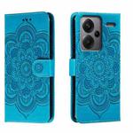 For Xiaomi Redmi Note 13 Pro+ Sun Mandala Embossing Pattern Phone Leather Case(Blue)