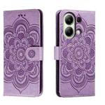 For Xiaomi Redmi Note 13 4G Sun Mandala Embossing Pattern Phone Leather Case(Purple)