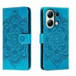 For Xiaomi Redmi Note 13 4G Sun Mandala Embossing Pattern Phone Leather Case(Blue)