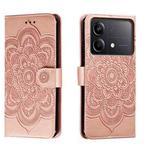 For Xiaomi Redmi Note 13R Pro Sun Mandala Embossing Pattern Phone Leather Case(Rose Gold)