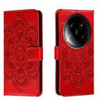 For Xiaomi 14 Ultra Sun Mandala Embossing Pattern Phone Leather Case(Red)