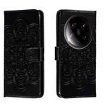 For Xiaomi 14 Ultra Sun Mandala Embossing Pattern Phone Leather Case(Black)