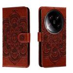 For Xiaomi 14 Ultra Sun Mandala Embossing Pattern Phone Leather Case(Brown)
