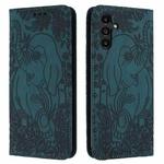 For Samsung Galaxy S24 5G Retro Elephant Embossed Leather Phone Case(Green)
