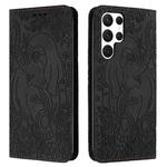 For Samsung Galaxy S24 Ultra 5G Retro Elephant Embossed Leather Phone Case(Black)