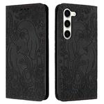 For Samsung Galaxy S23 5G Retro Elephant Embossed Leather Phone Case(Black)