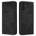 For Samsung Galaxy S23 FE 5G Retro Elephant Embossed Leather Phone Case(Black)