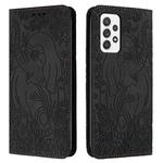 For Samsung Galaxy A32 4G Retro Elephant Embossed Leather Phone Case(Black)
