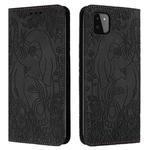 For Samsung Galaxy A22 5G Retro Elephant Embossed Leather Phone Case(Black)