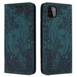 For Samsung Galaxy A22 5G Retro Elephant Embossed Leather Phone Case(Green)