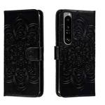 For Sony Xperia 1 III Sun Mandala Embossing Pattern Phone Leather Case(Black)