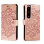 For Sony Xperia 1 III Sun Mandala Embossing Pattern Phone Leather Case(Rose Gold)