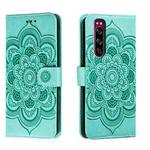 For Sony Xperia 5 Sun Mandala Embossing Pattern Phone Leather Case(Green)