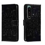 For Sony Xperia 5 III Sun Mandala Embossing Pattern Phone Leather Case(Black)