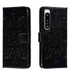 For Sony Xperia 5 IV Sun Mandala Embossing Pattern Phone Leather Case(Black)