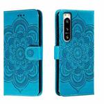 For Sony Xperia 5 IV Sun Mandala Embossing Pattern Phone Leather Case(Blue)