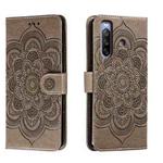 For Sony Xperia 10 III Sun Mandala Embossing Pattern Phone Leather Case(Grey)