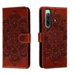 For Sony Xperia 10 IV Sun Mandala Embossing Pattern Phone Leather Case(Brown)
